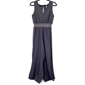 2/$30 Japna Jumpsuit Pantsuit Slate Blue Grey with Embroidery SZ M